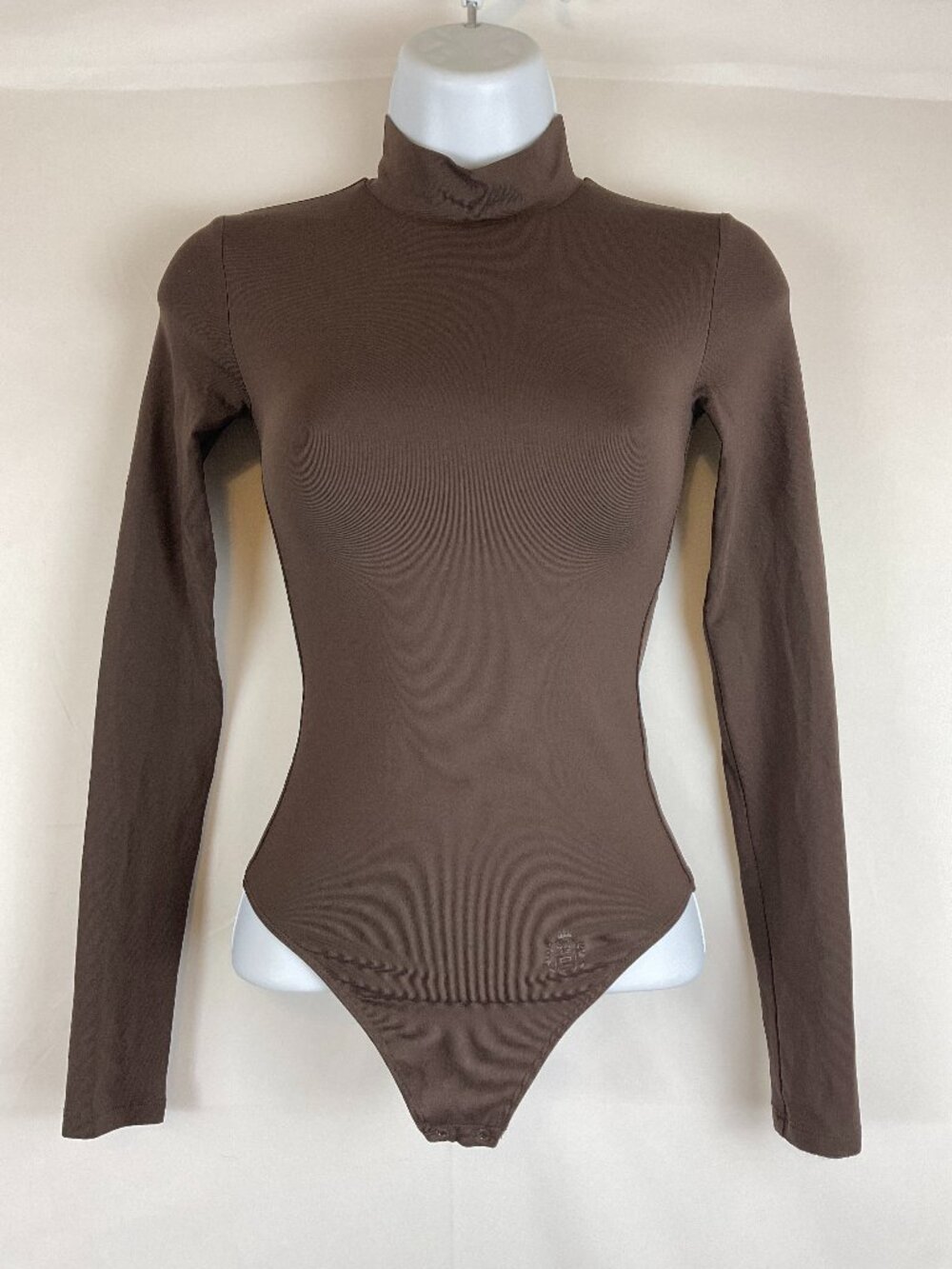 Babaton Contour Bodysuit 2XS Brown Mock Neck Long Sleeve